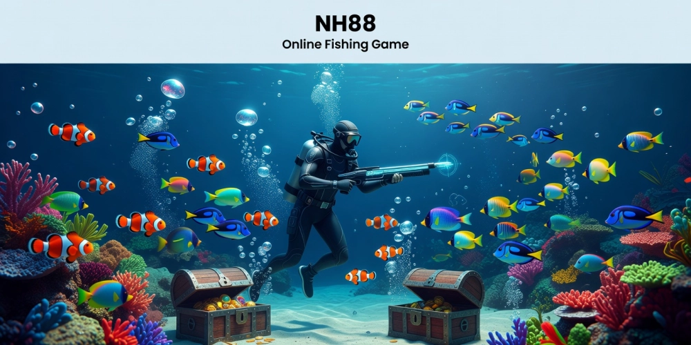 Hình minh họa giao diện bắn cá online nh88 với cá đa dạng và hiệu ứng sống động.