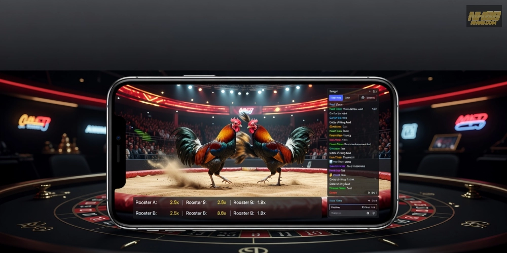 Minh họa giao diện xem đá gà trực tiếp trên nền tảng casino NH88 với chất lượng HD sắc nét