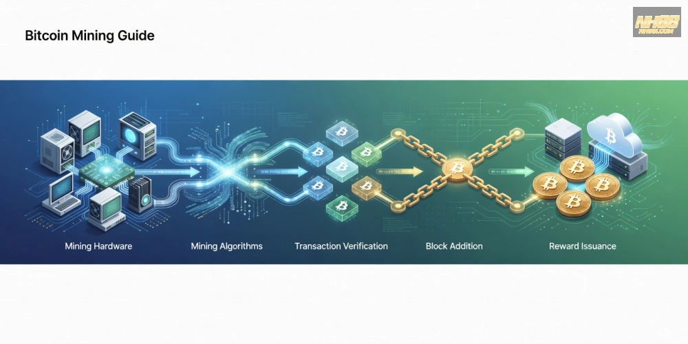 Hình minh họa khái niệm hướng dẫn đào Bitcoin trên nền tảng nh88 một cách rõ ràng và dễ hiểu