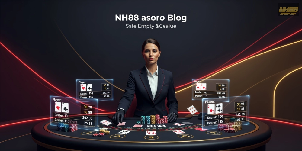 Minh họa khái niệm live casino nh88 với dealer thực thụ và giao diện hiện đại