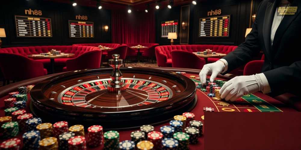 Trải nghiệm roulette sống động trong live casino free nh88 với bánh xe quay hấp dẫn
